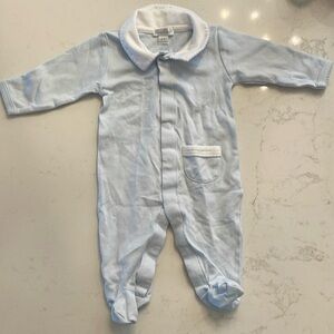 Baby blue footie with collar